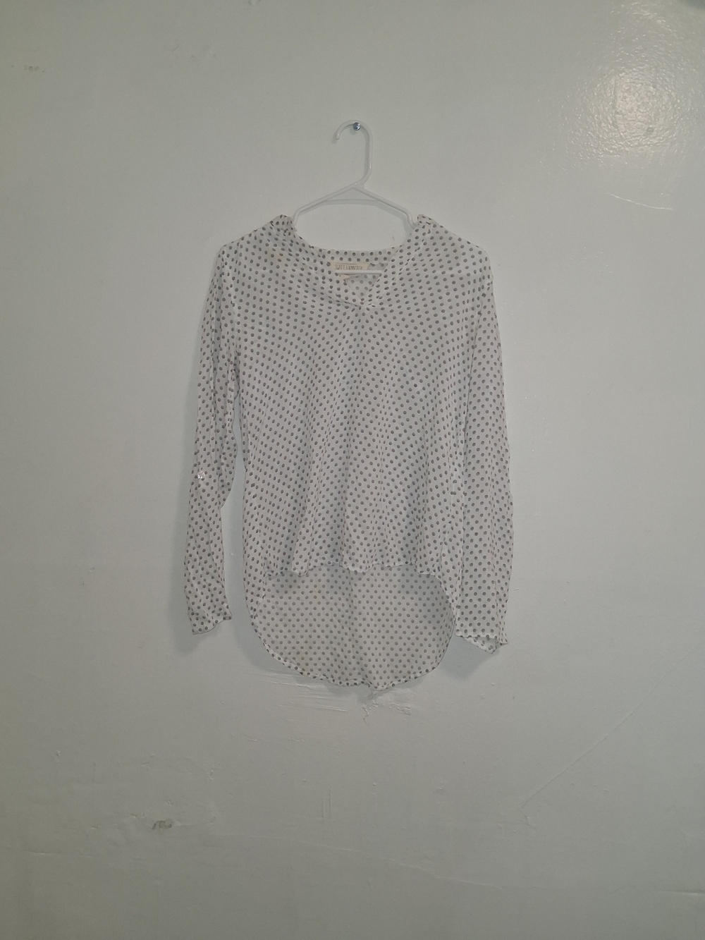 Sweet Wanderer White Long Sleeve Polka Dot Blouse